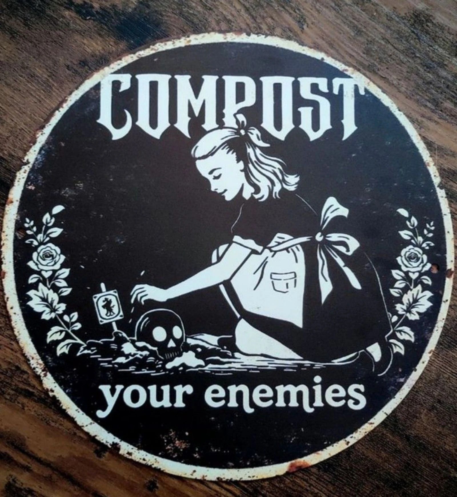 Plaque Décorative Gothique Rock - Compost your enemies / Aluminium 